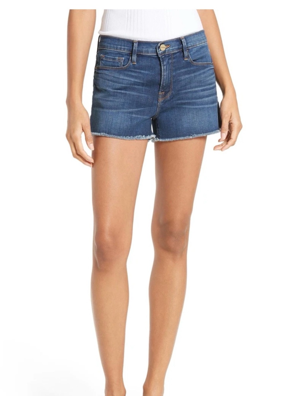 NWT Frame Le Cutoff Denim Shorts Size 26 Dark Wash Raw Hem Designer